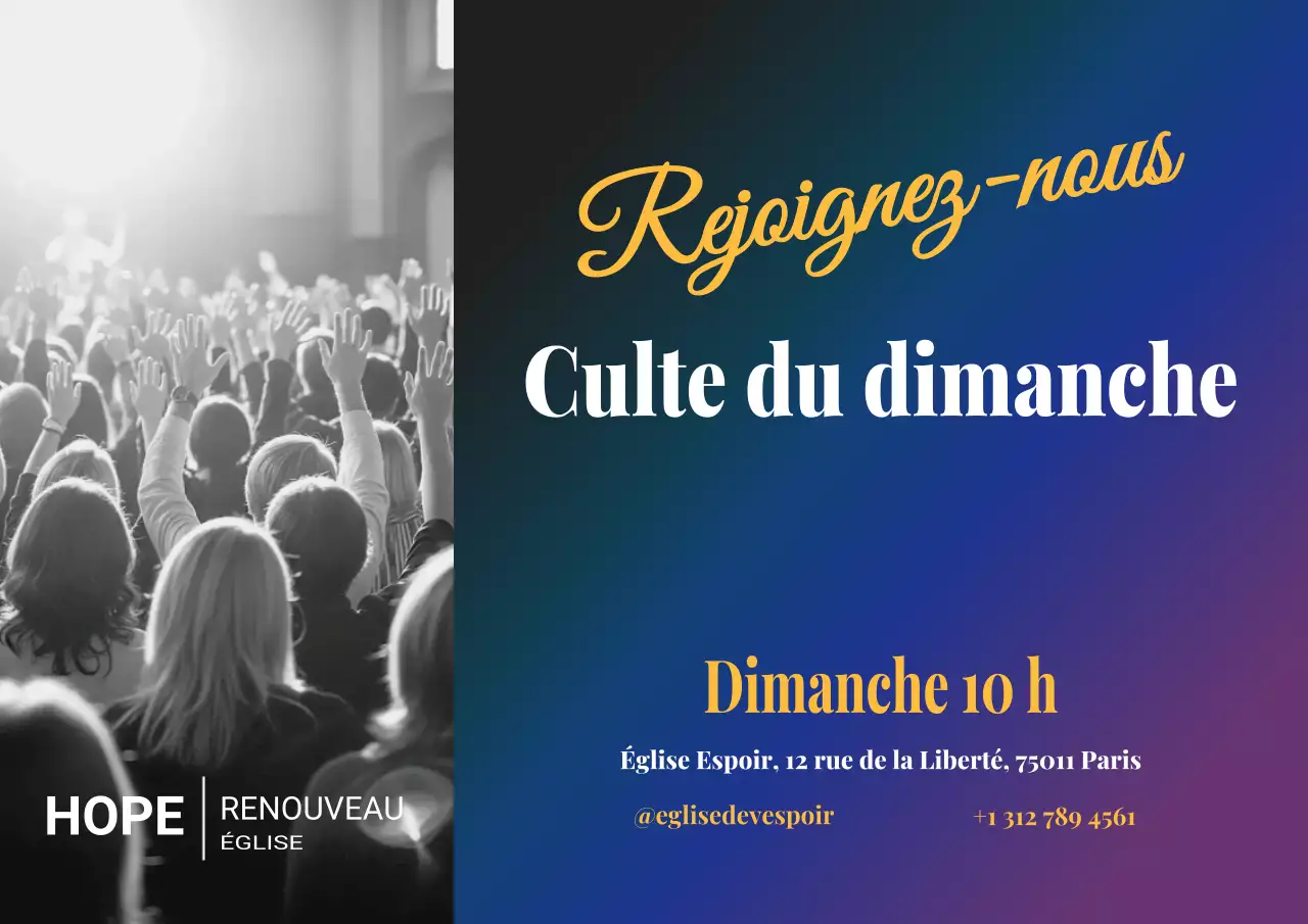 Affiche d'invitation au culte moderne bleu