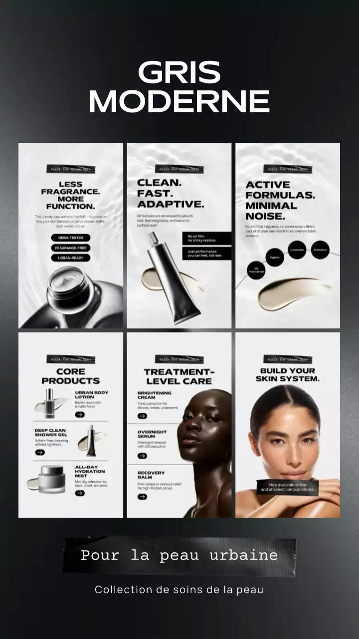 Publication Instagram de promotion des soins de la peau Grey Modern