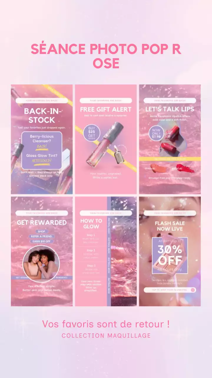 Publication Instagram pour la promotion du maquillage Pink Pop