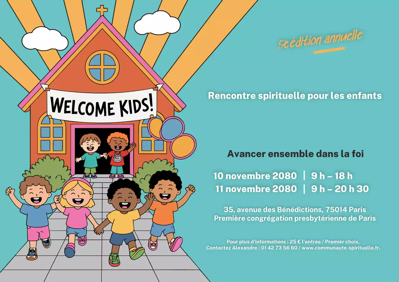Affiche d'annonce d'événement ludique pour enfants Teal
