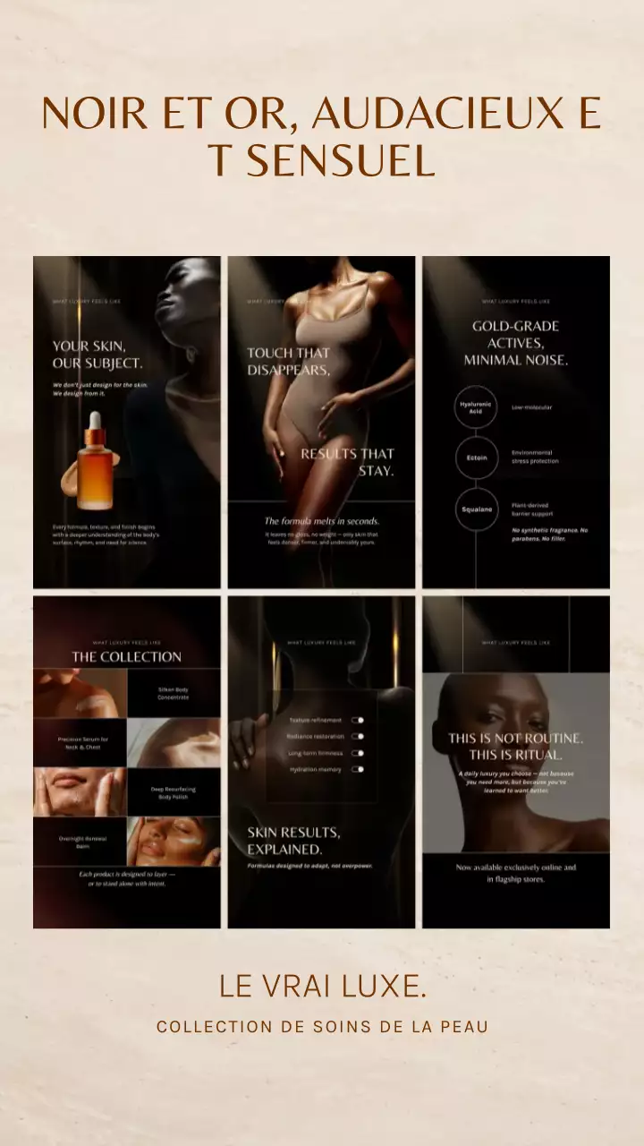 Publication Instagram sur la promotion des soins de la peau Black Luxury