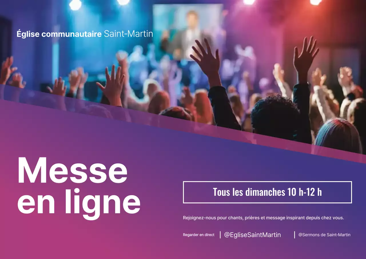 Affiche d'annonce de culte moderne violette