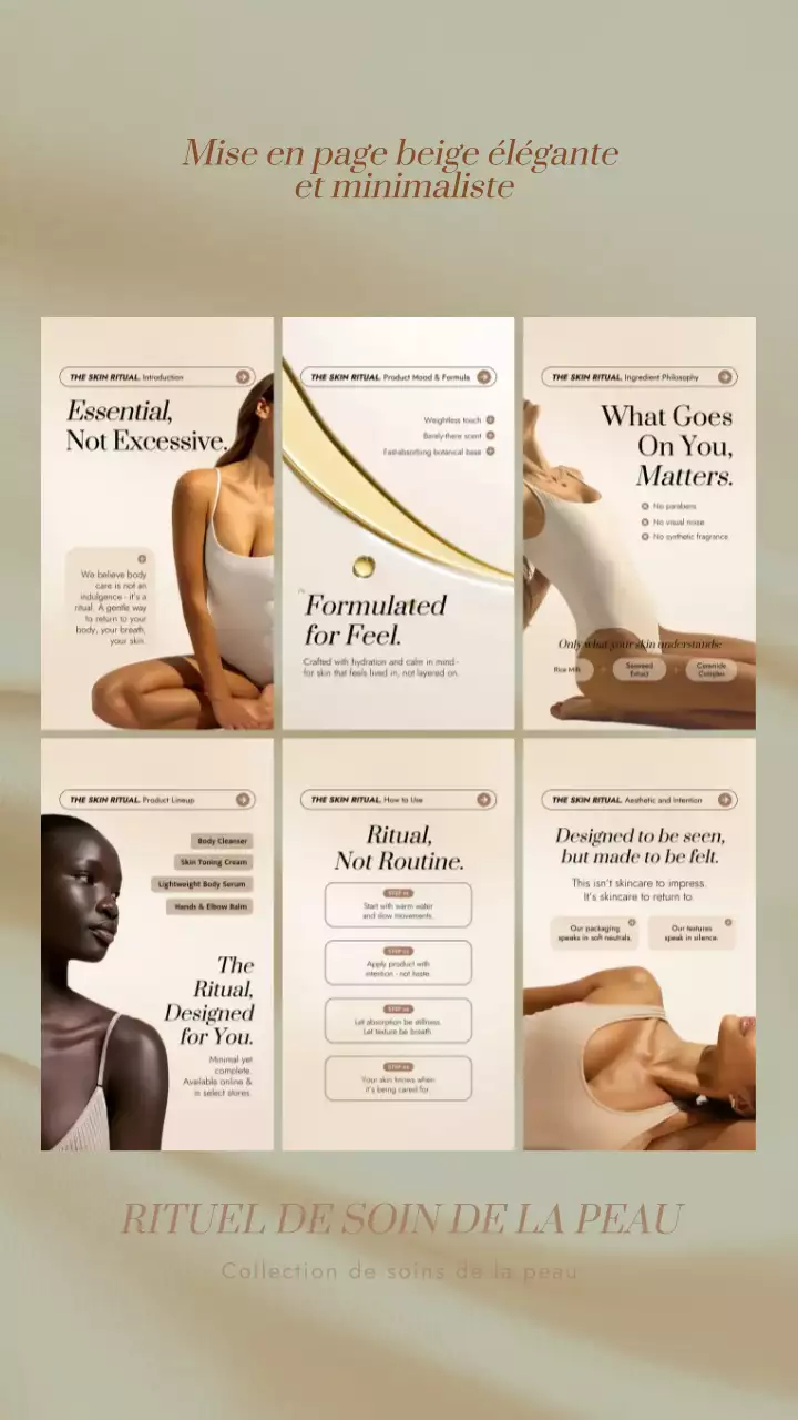 Publicité Instagram pour une collection minimaliste de soins de la peau beige