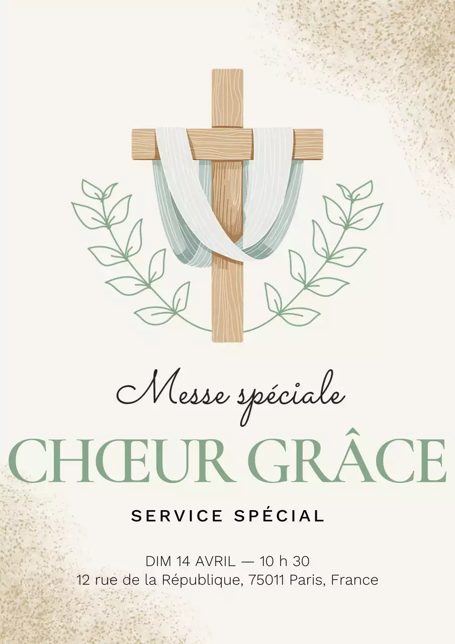 Affiche beige pour le service religieux