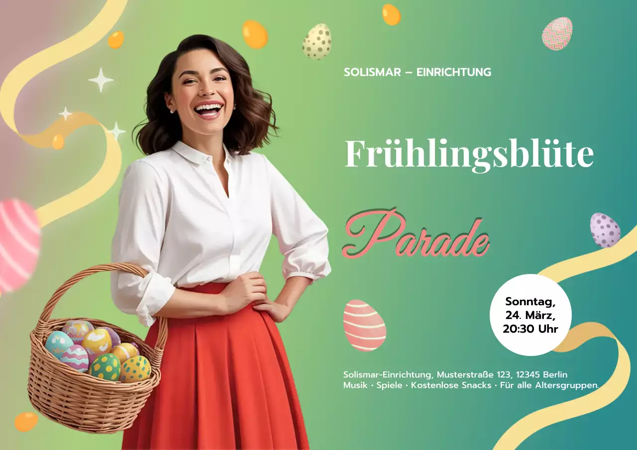 Farbenfrohe, moderne Ankündigung für Frühlingsveranstaltungen Poster