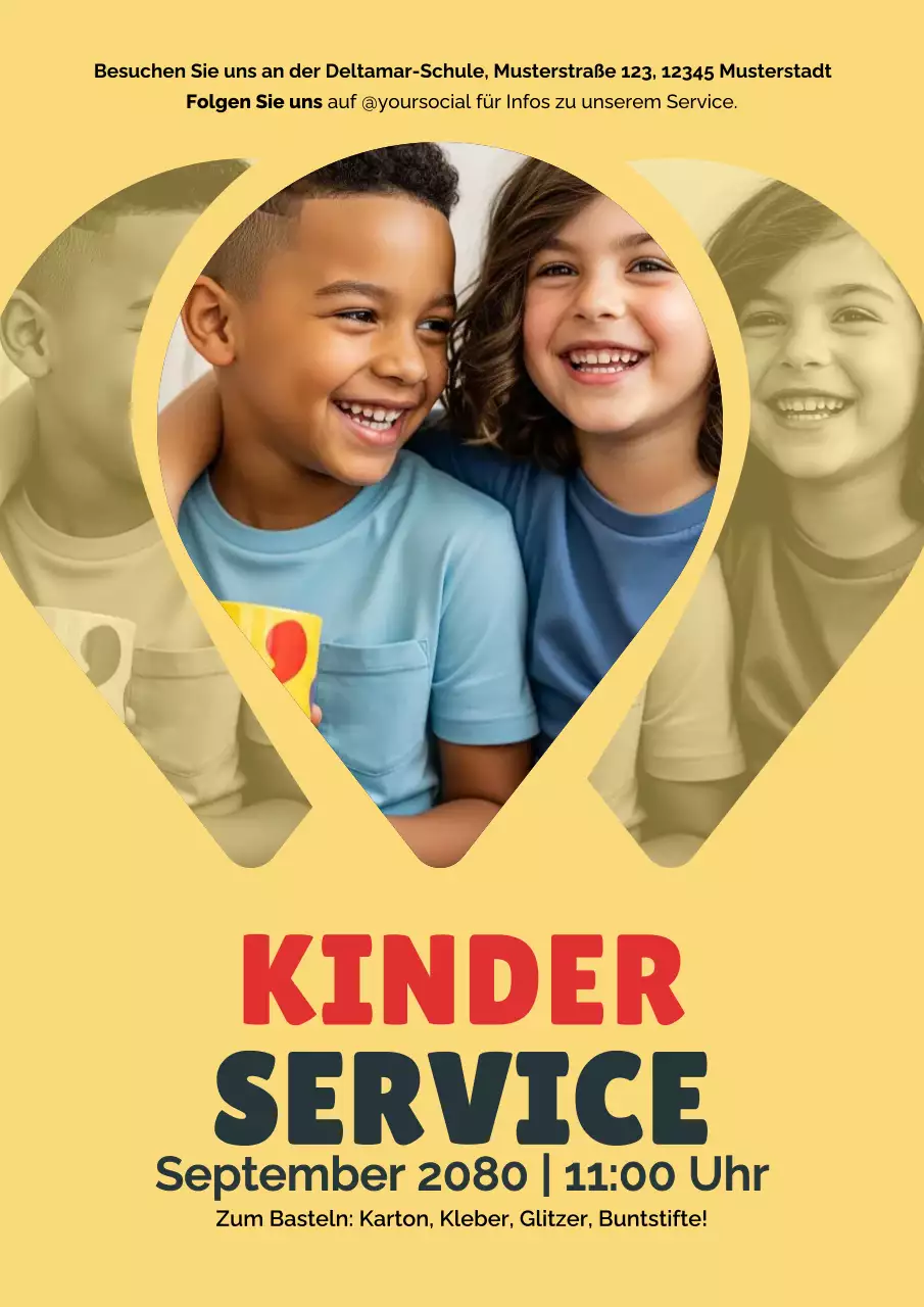 Gelbes modernes Kinder-Event-Ankündigungsplakat
