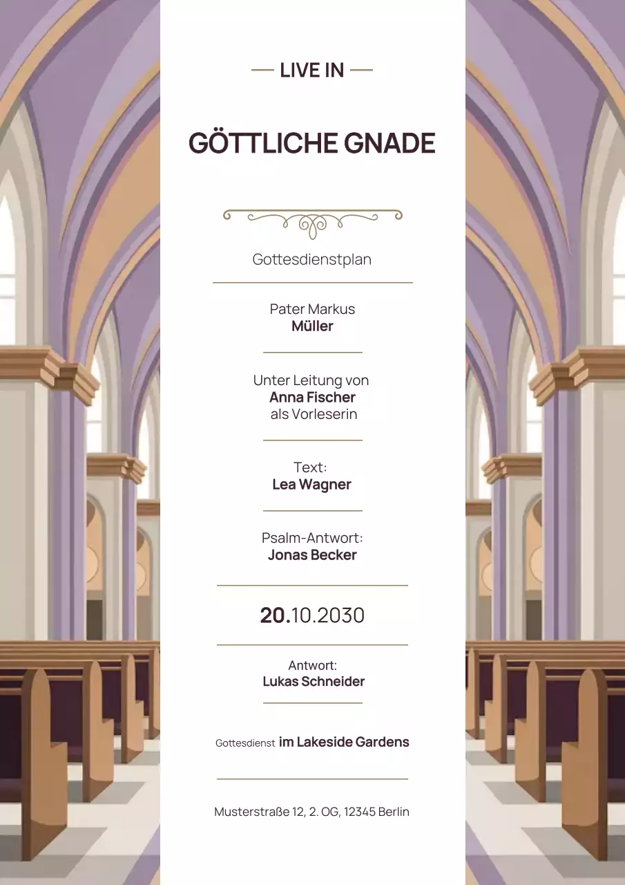 Beiges traditionelles Gottesdienst-Ankündigungsplakat