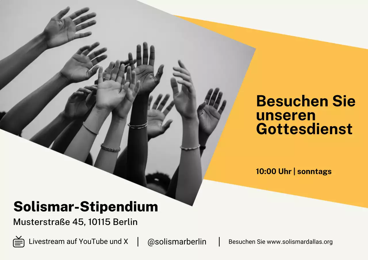 Gelbes modernes Gottesdiensteinladungsplakat