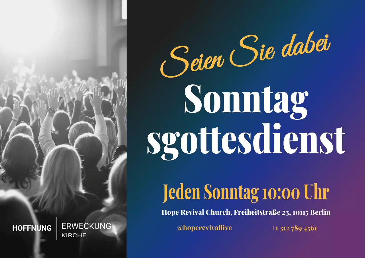 Blaues modernes Gottesdienst-Einladungsplakat