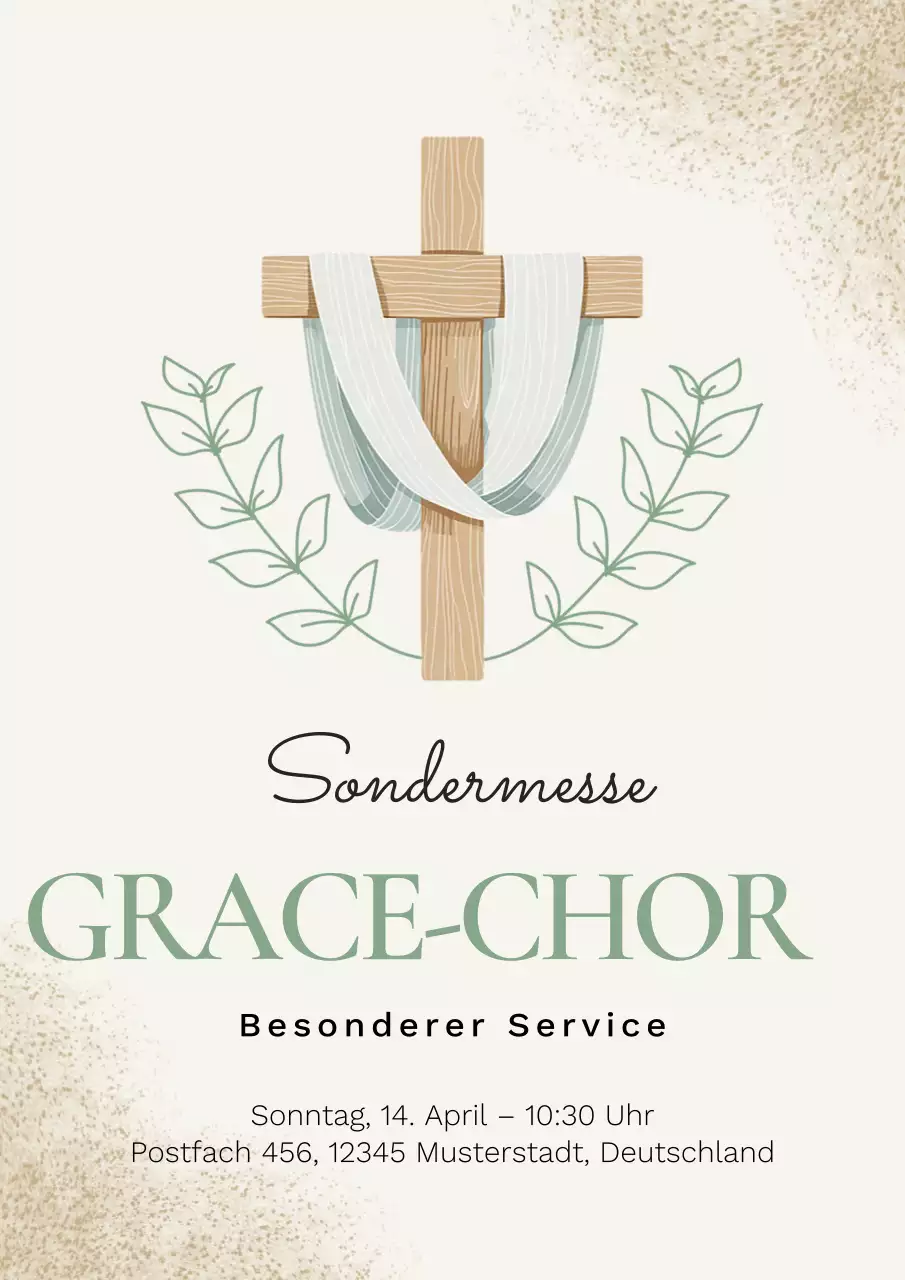 Beiges Gottesdienstplakat