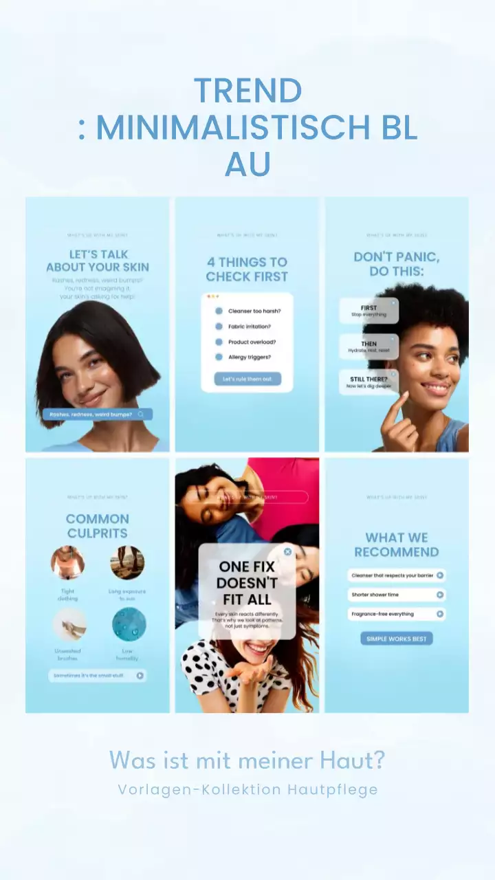 Blauer Instagram-Story-Beitrag zum Minimal Skincare Guide