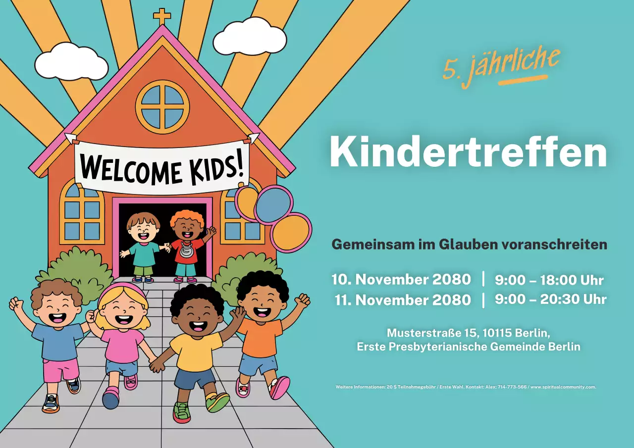 Ankündigung einer aquamarinblauen, verspielten Kinderveranstaltung Poster