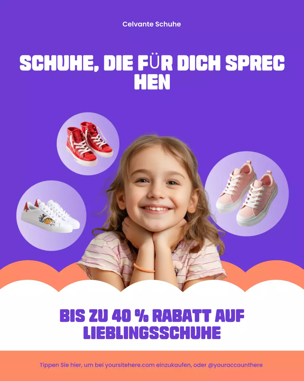 Lila-weißer, auffälliger und verspielter Instagram-Post zur Werbung für Schulkleidung