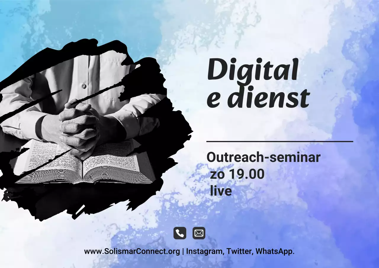 Blauwe moderne poster voor eredienstaankondiging