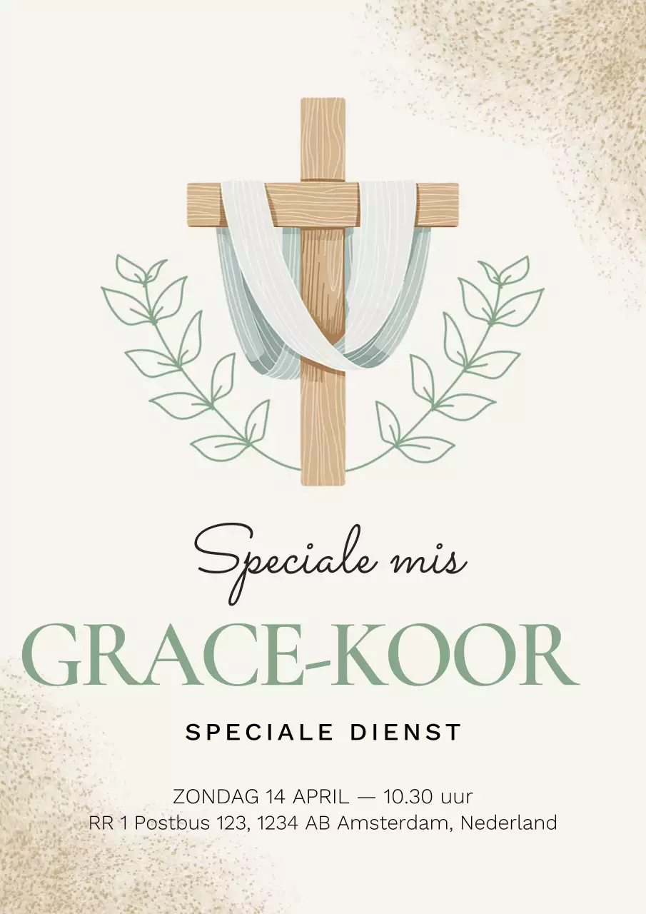 Beige kerkdienstposter