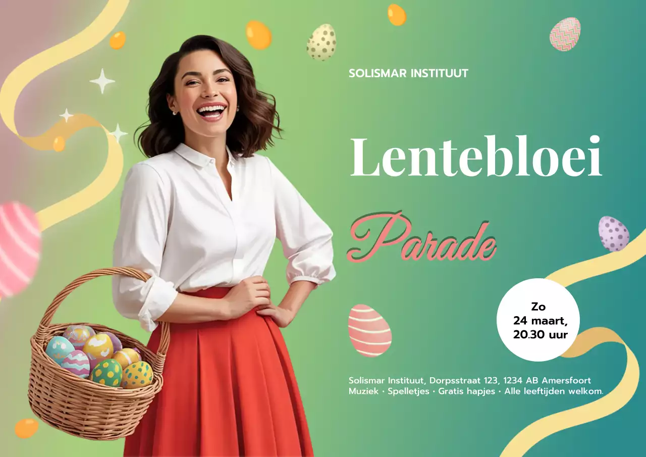 Kleurrijke moderne poster voor de aankondiging van een lente-evenement