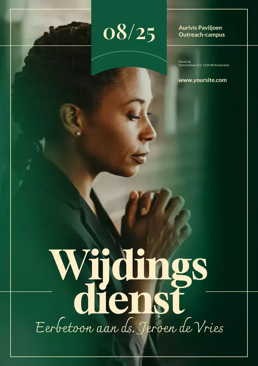 Groene elegante aankondigingsposter voor wijding