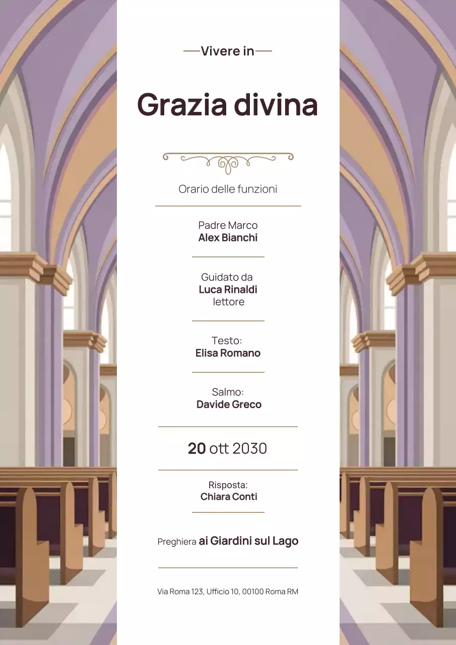 Manifesto beige per l'annuncio del culto tradizionale