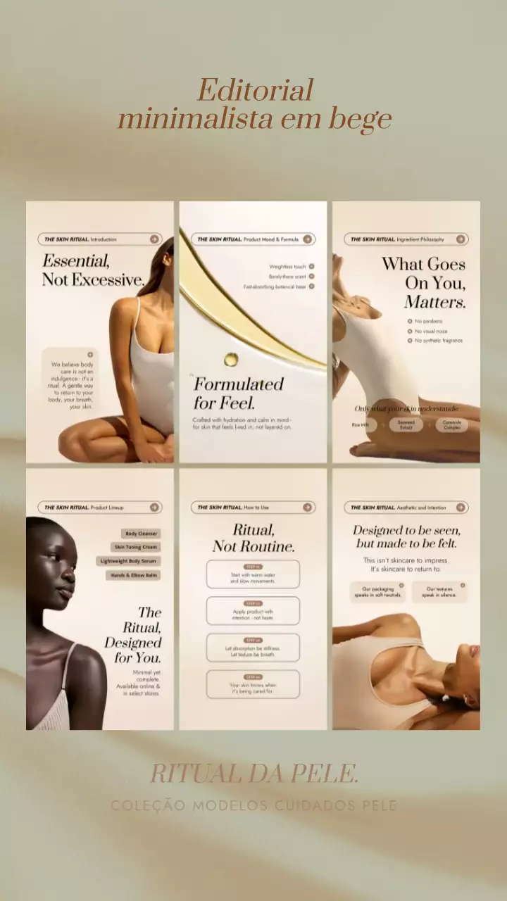 Publicação de história do Instagram sobre cuidados com a pele minimalista bege