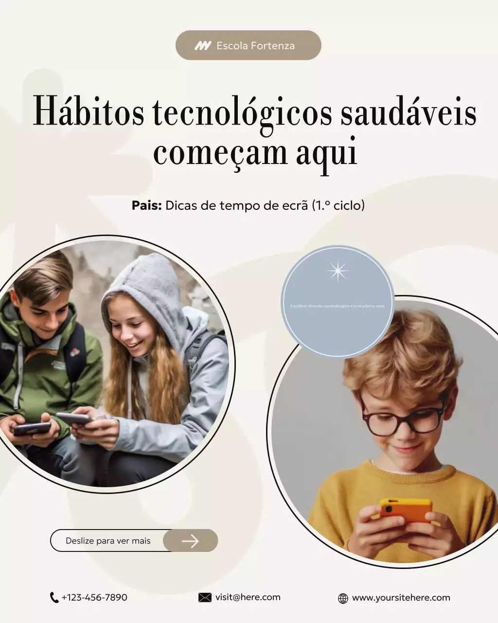 Postagem do Instagram sobre o guia moderno para pais em bege e azul
