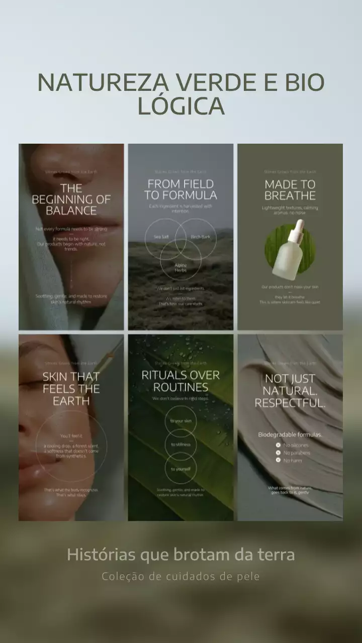 Postagem promocional de cuidados com a pele orgânicos e verdes no Instagram