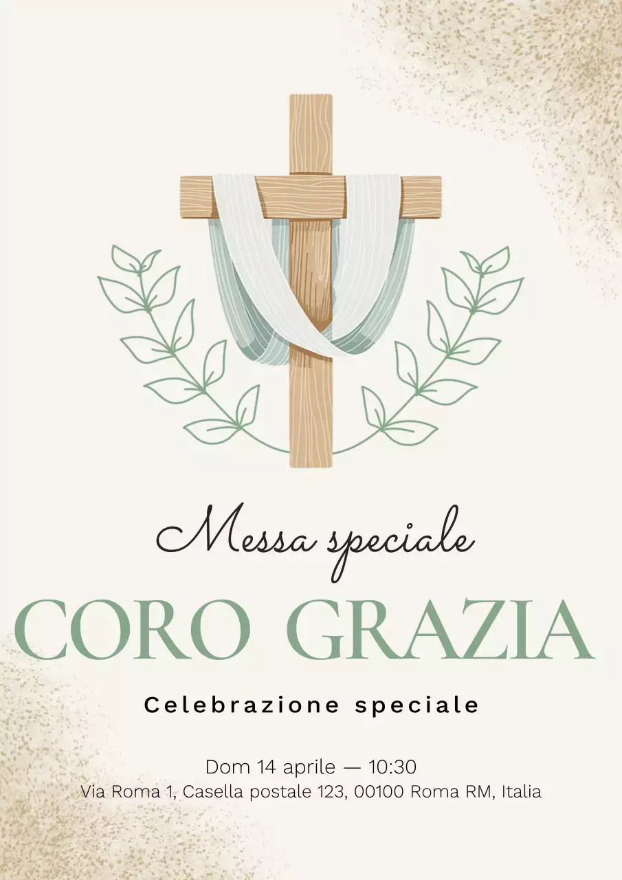 Manifesto beige per la funzione religiosa