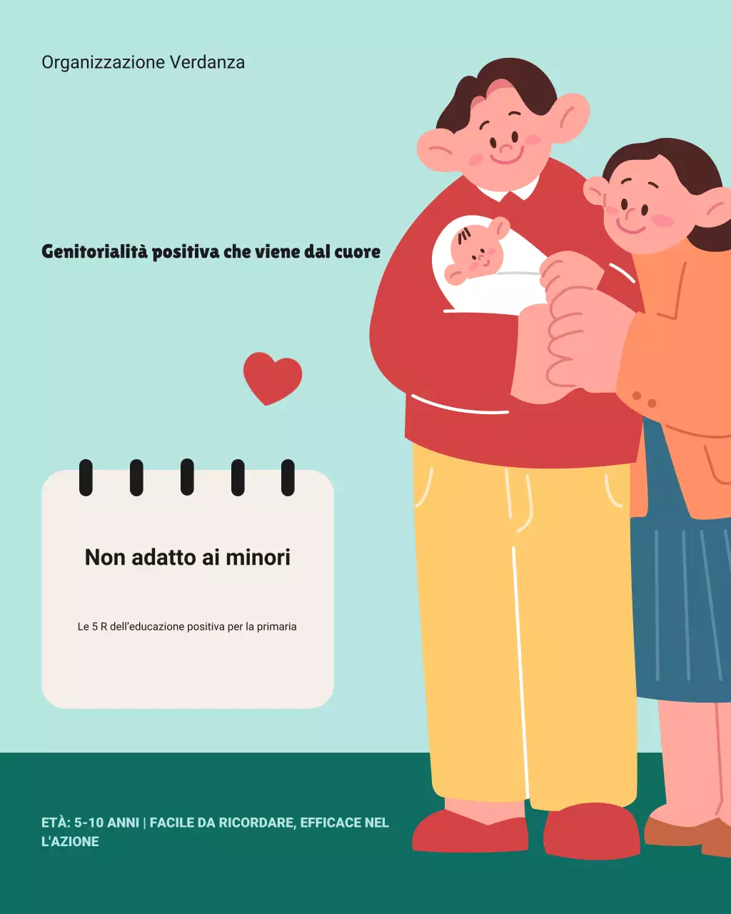 Post carosello di Instagram con indicazioni illustrative per i genitori in giallo e verde