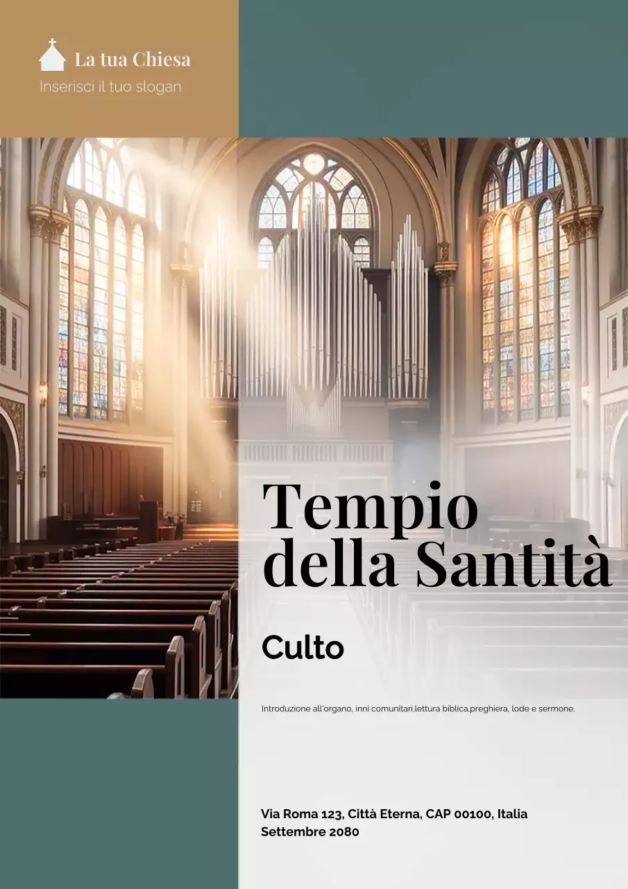 Manifesto di annuncio del culto classico verde e giallo