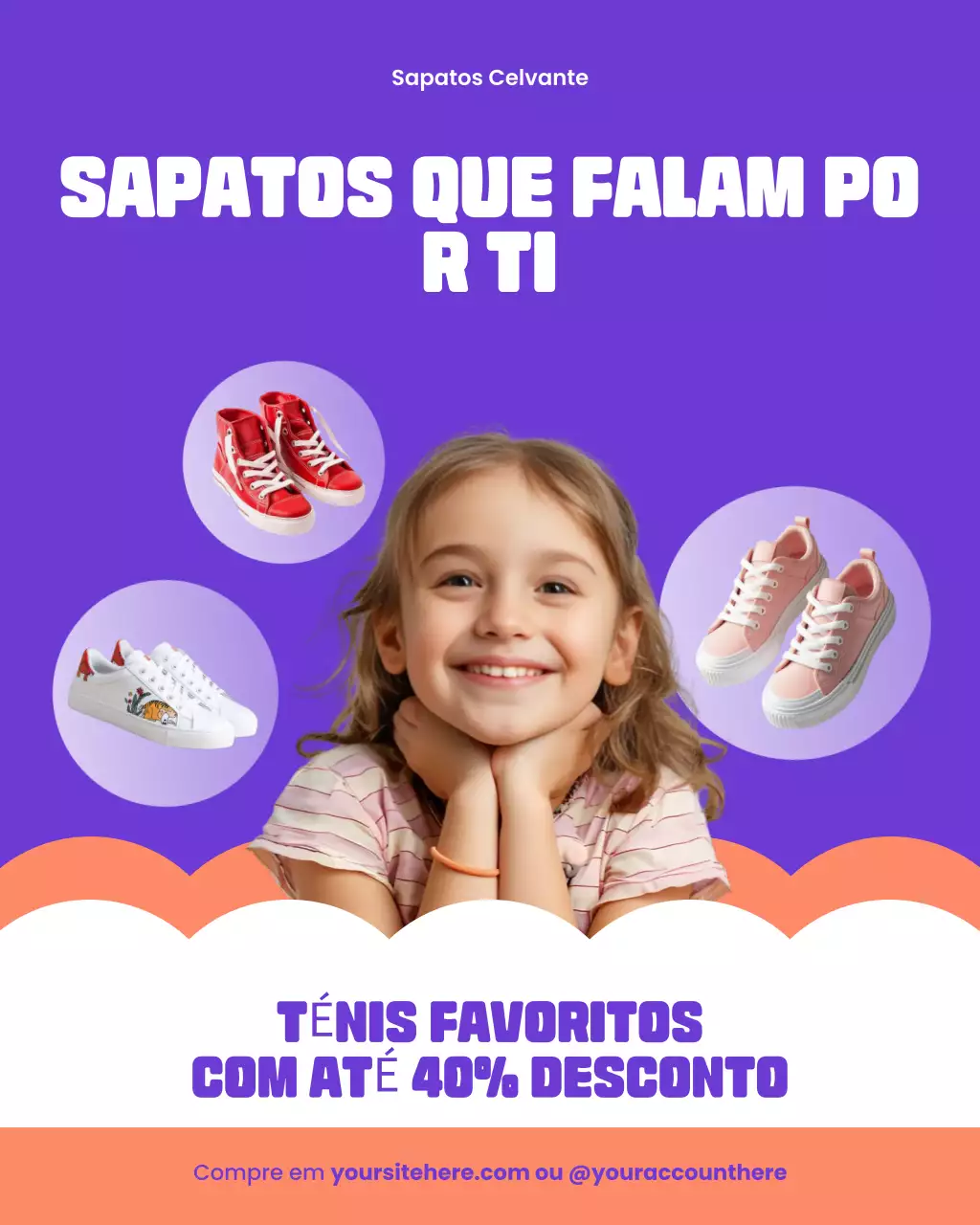 Postagem promocional de roupas divertidas e ousadas de volta às aulas em roxo e branco no Instagram