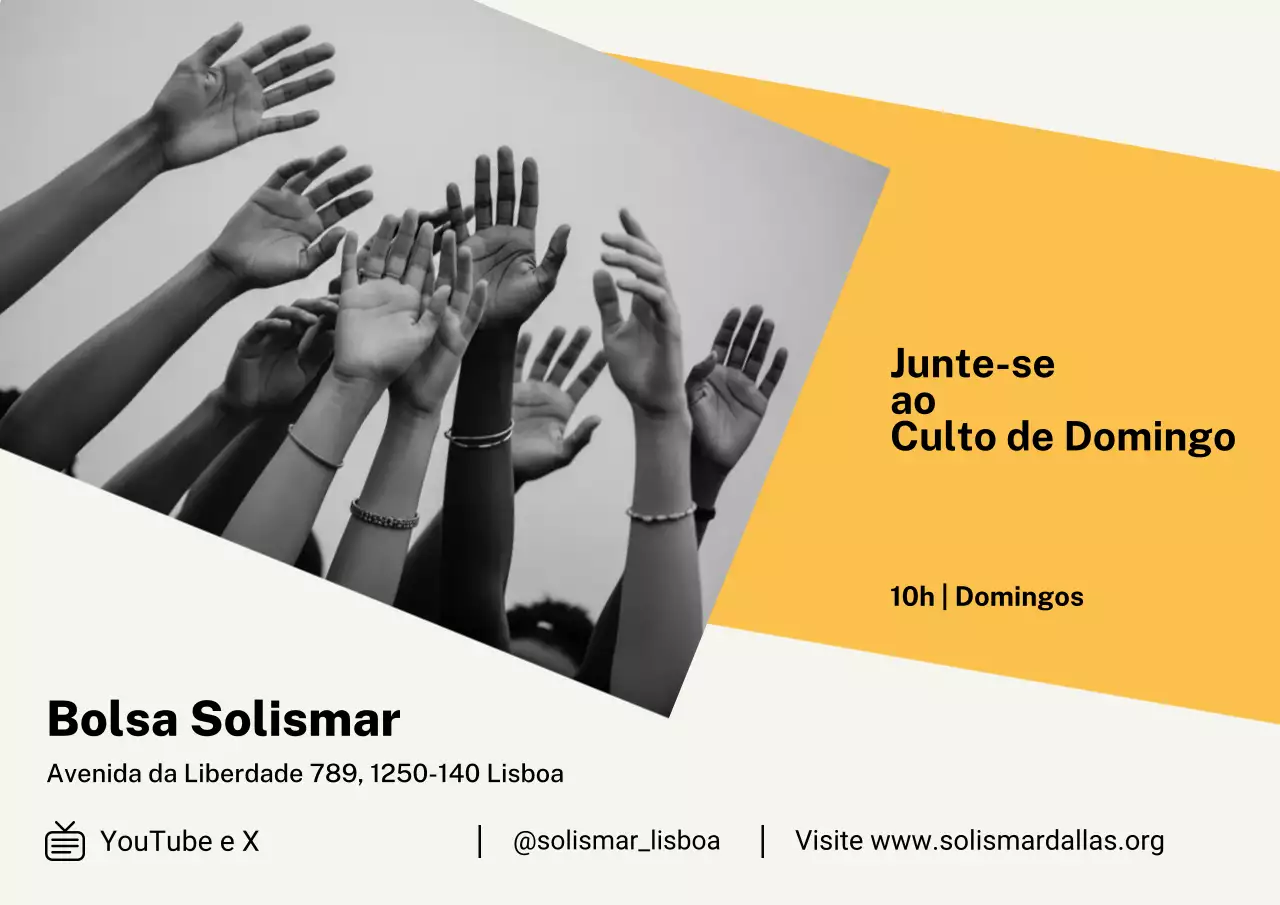 Cartaz de convite para culto moderno amarelo