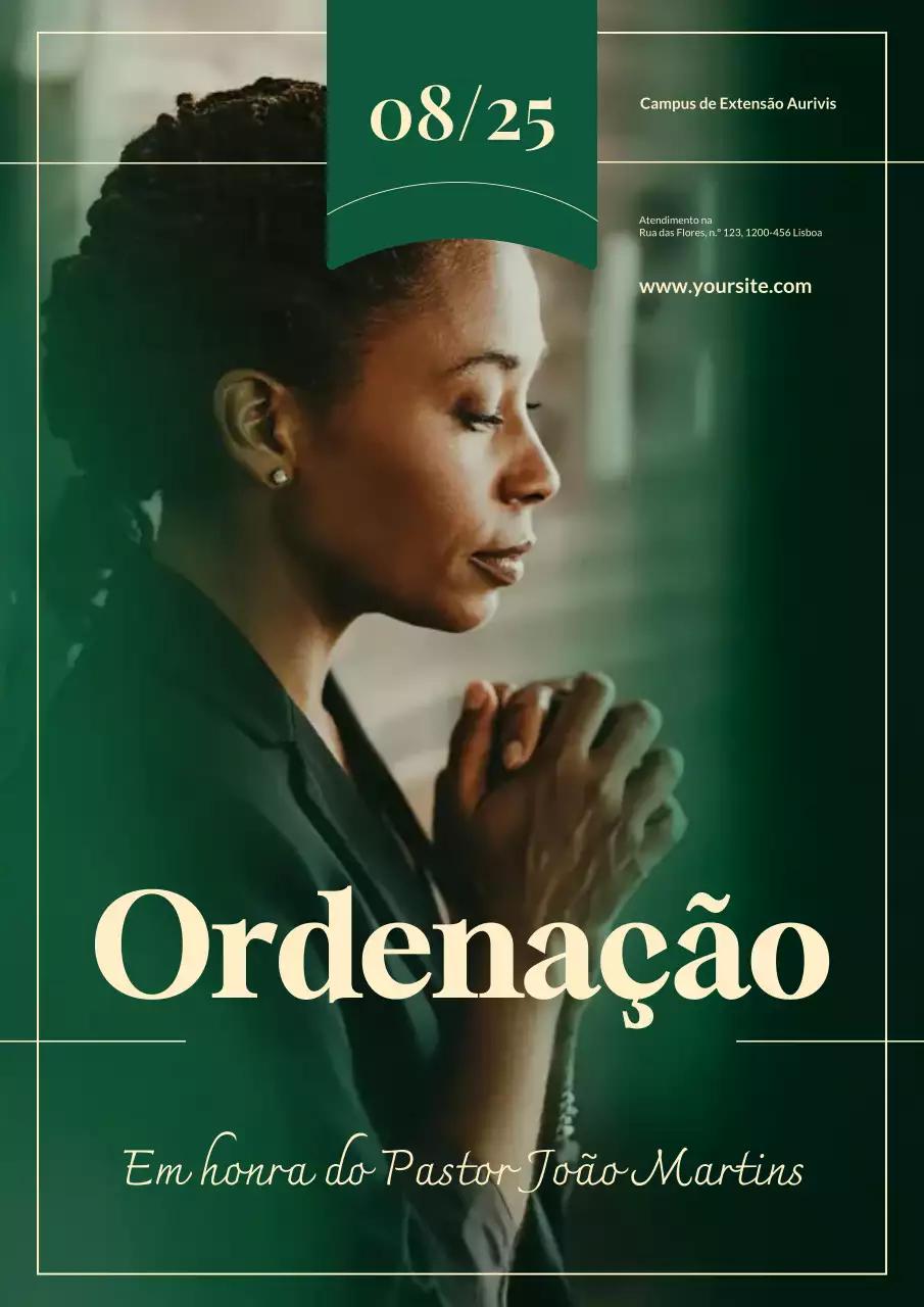Cartaz de anúncio de ordenação elegante e verde
