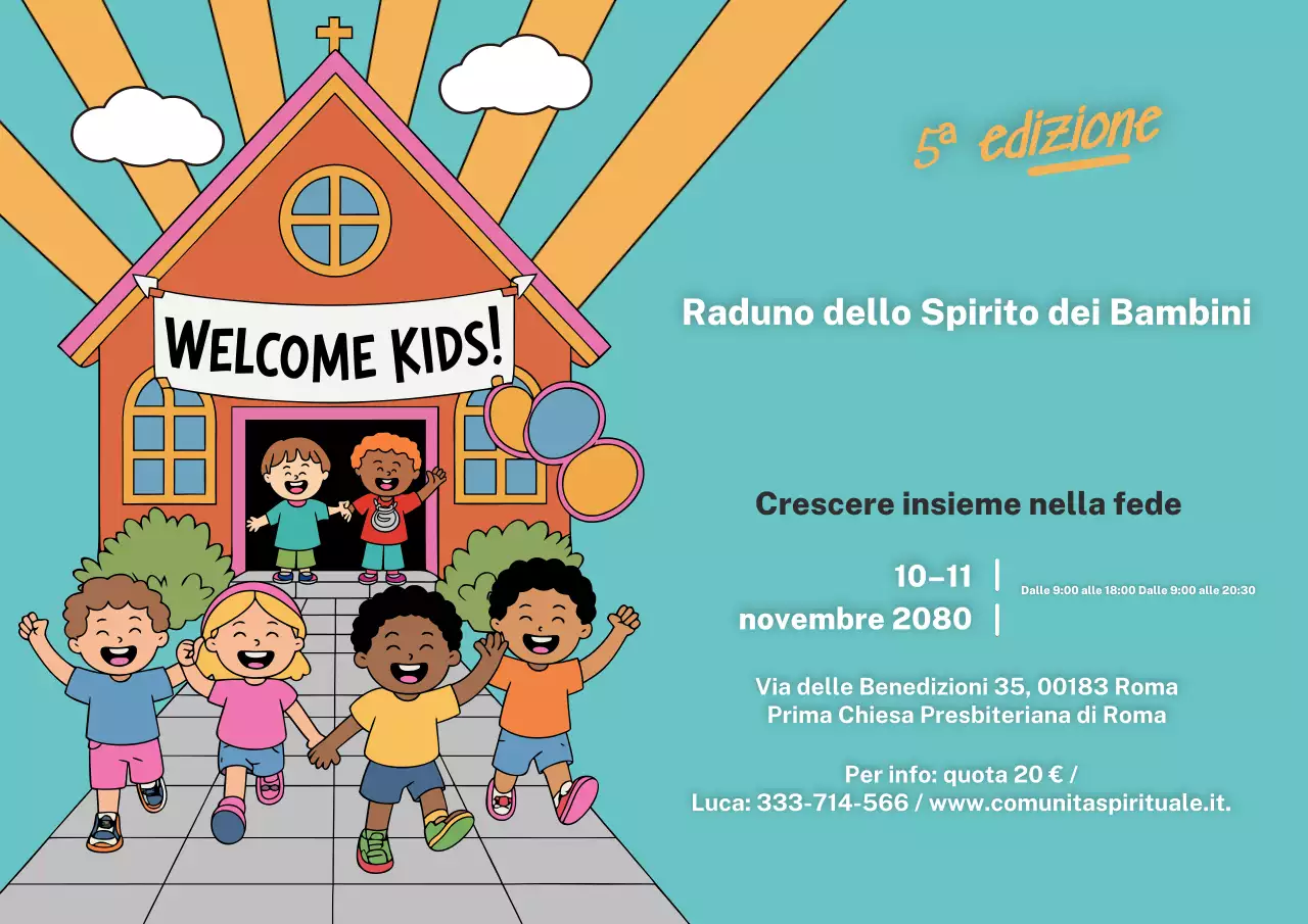 Poster di annuncio dell'evento Teal Playful per bambini