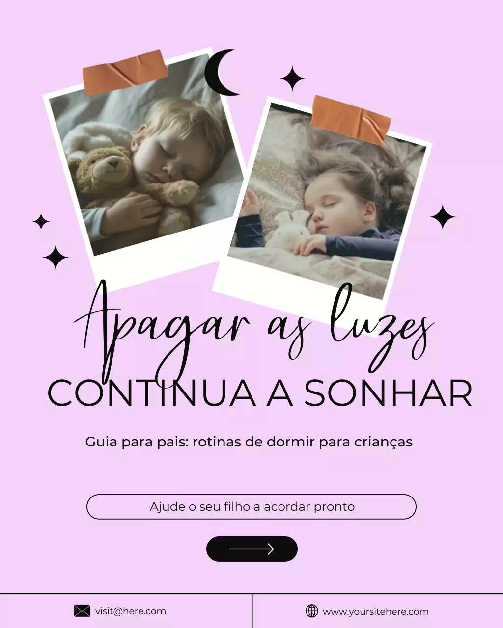 Guia de hora de dormir moderno e minimalista bege - publicação no Instagram