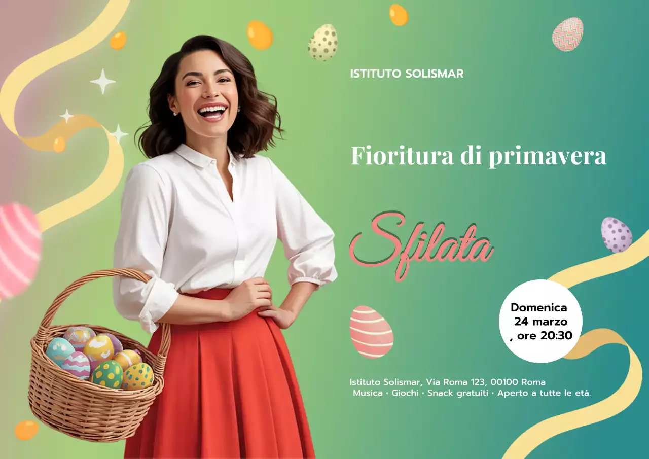 Manifesto colorato e moderno per l'annuncio dell'evento primaverile