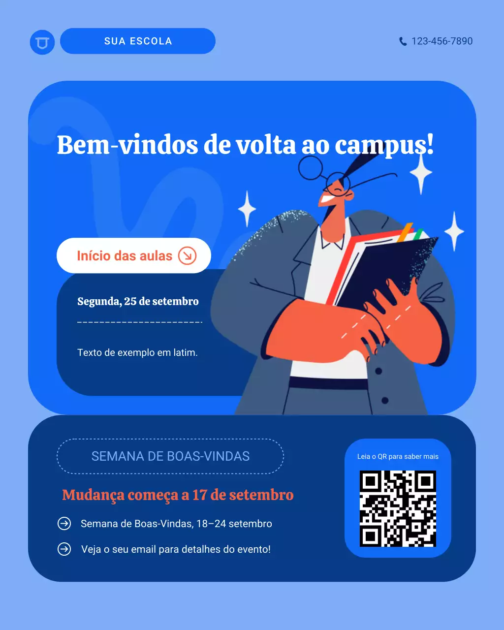 Postagem no Instagram sobre anúncios de volta às aulas da Blue Modern University