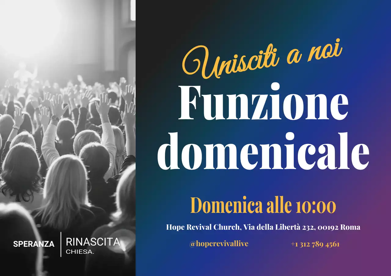 Manifesto di invito al culto moderno blu