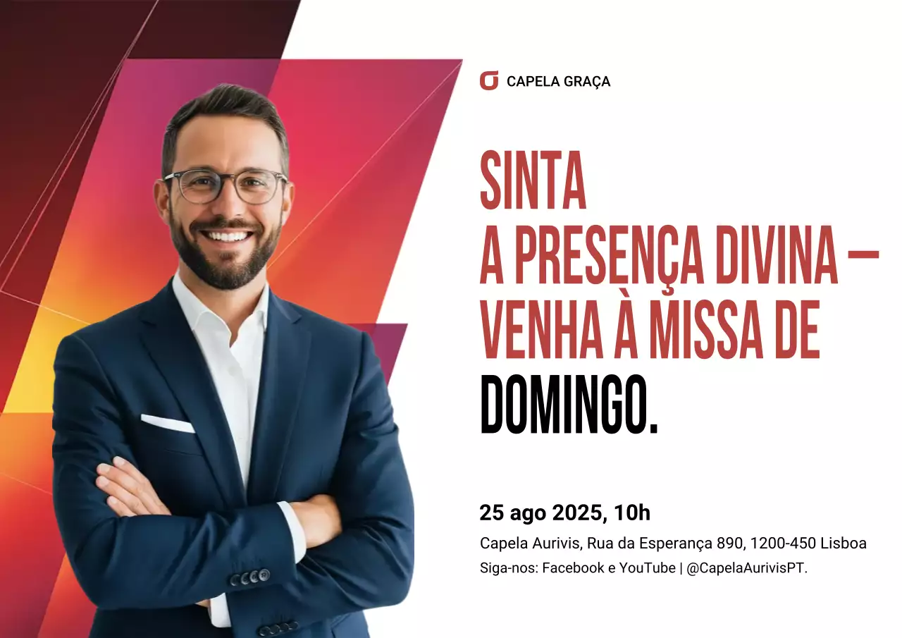 Cartaz de convite para culto moderno vermelho