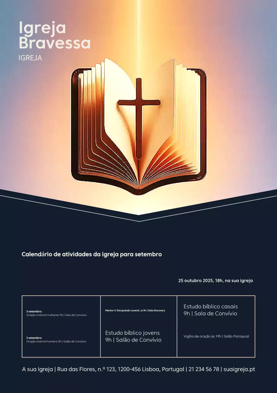 Cartaz de calendário místico da igreja moderna