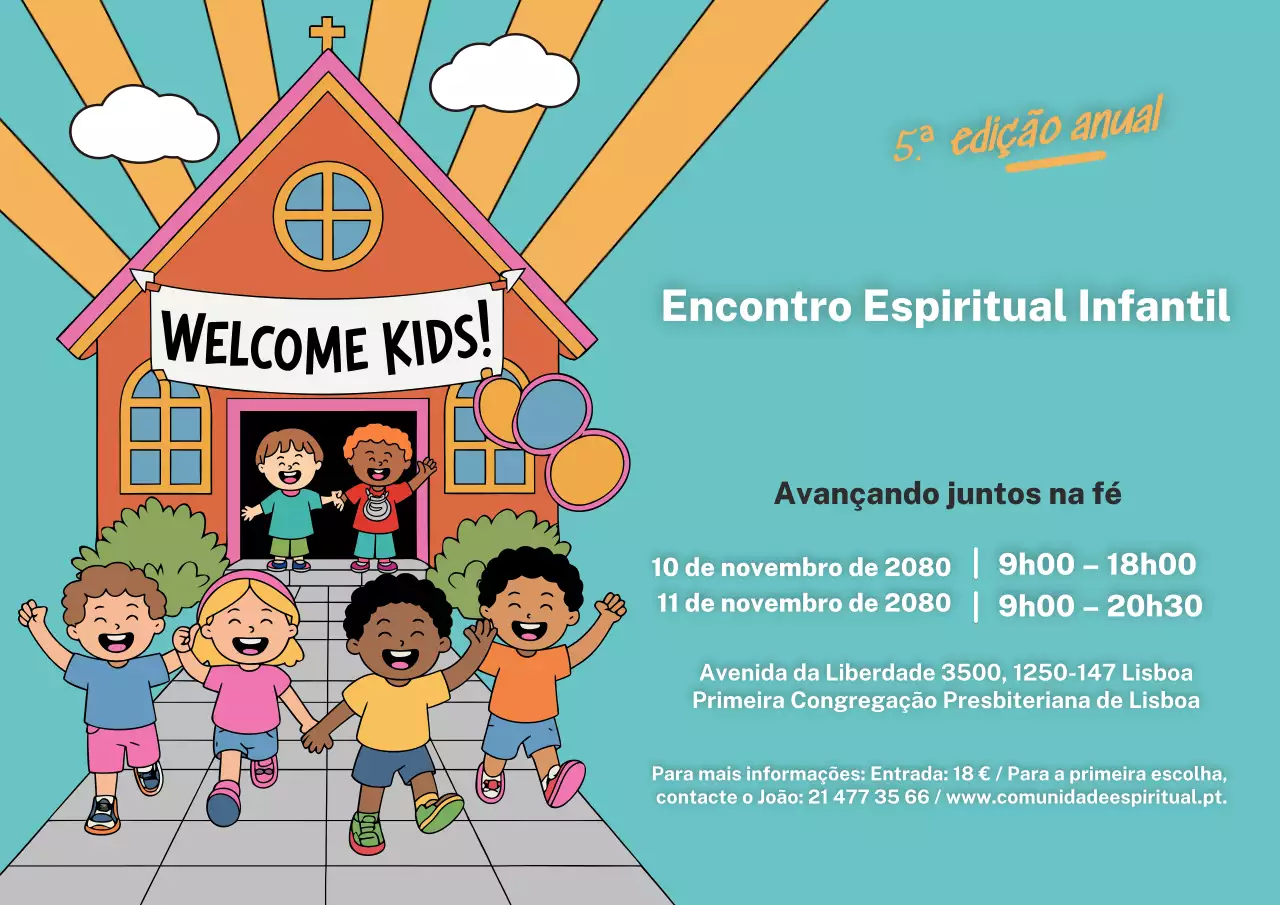 Cartaz de anúncio do evento infantil Teal Playful