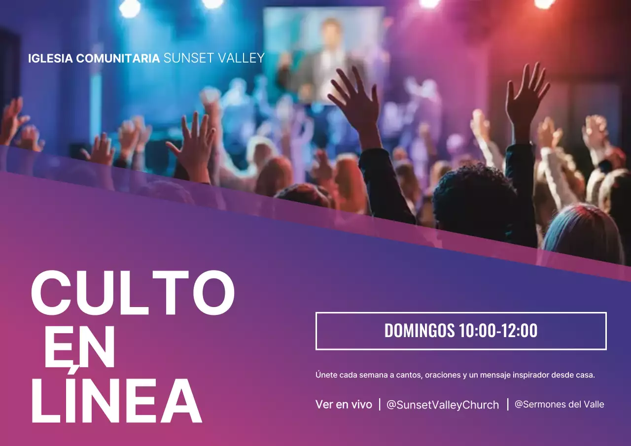 Cartel morado de anuncio de adoración moderna