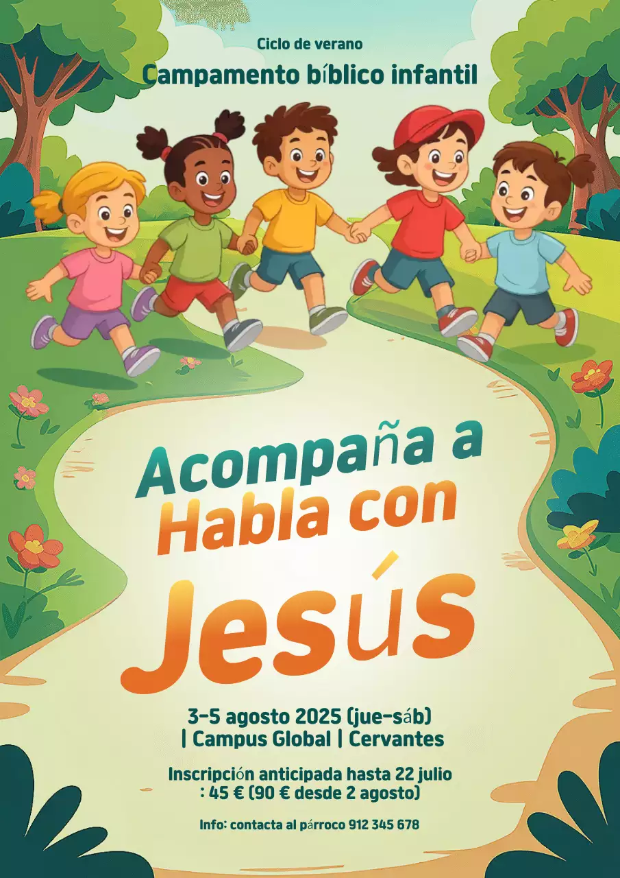 Cartel de anuncio del campamento infantil Green Playful Children