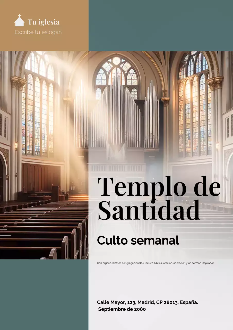 Cartel de anuncio del culto clásico verde y amarillo