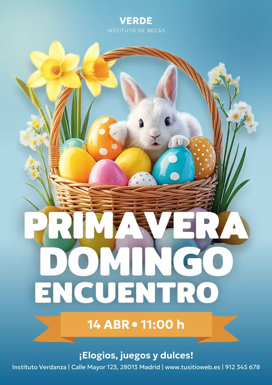 Cartel amarillo de anuncio del evento festivo de primavera