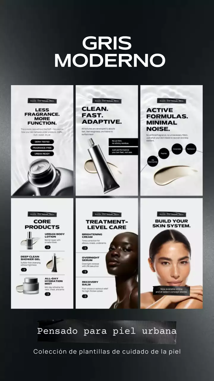 Publicación en Instagram de la historia de promoción de Grey Modern Skincare