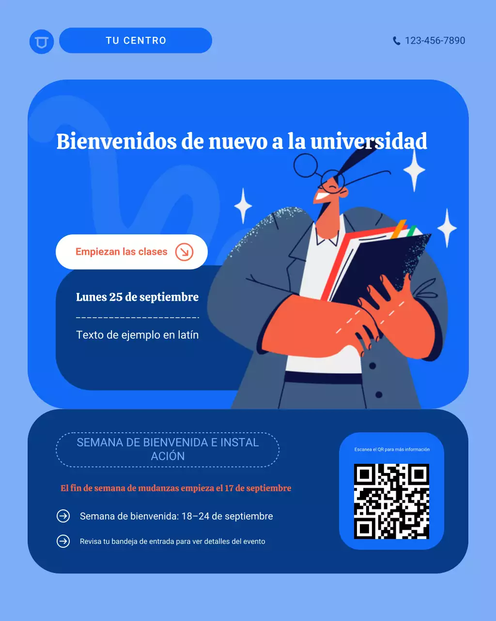 Publicación de Instagram de anuncios universitarios de regreso a clases de Blue Modern