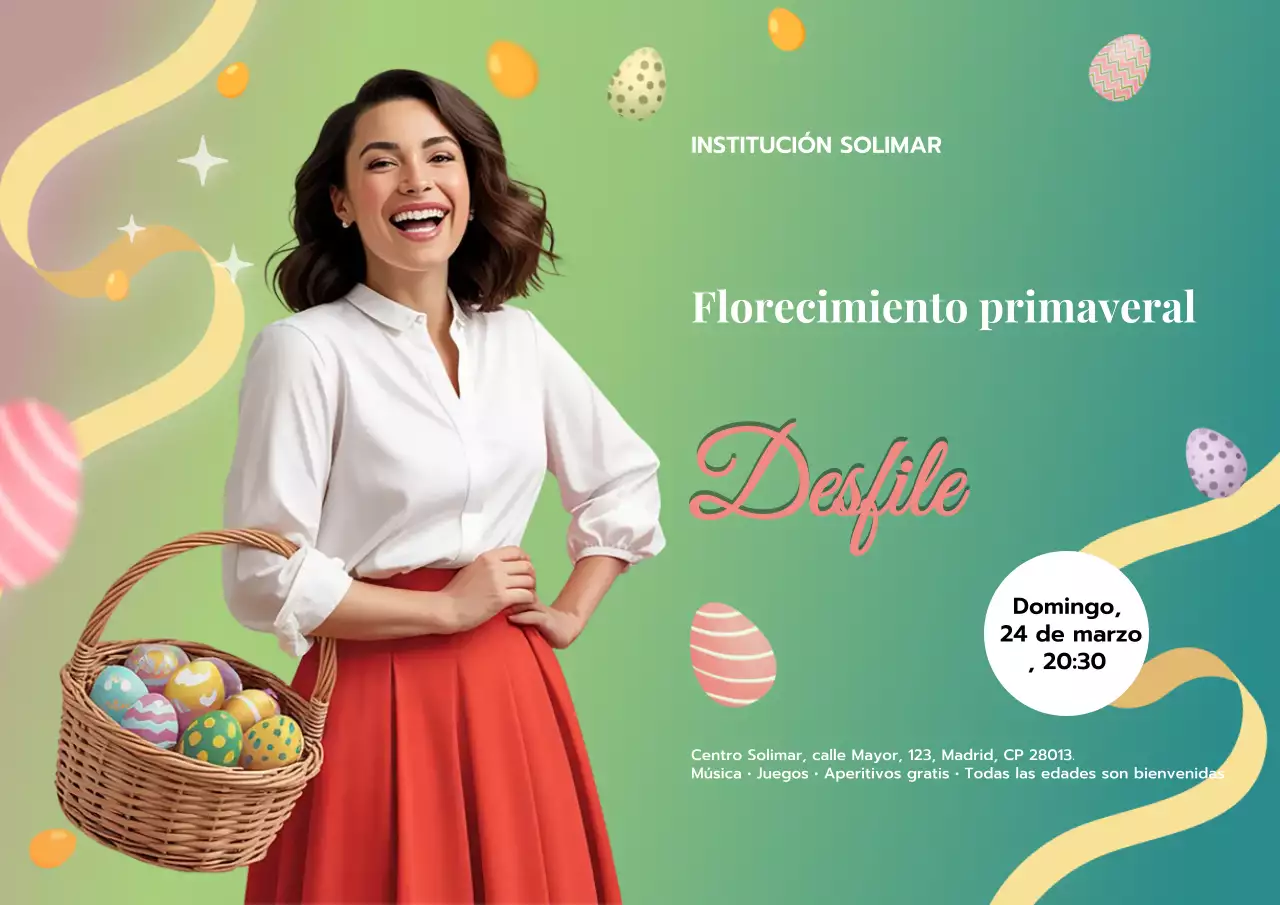 Cartel moderno y colorido para anunciar un evento de primavera