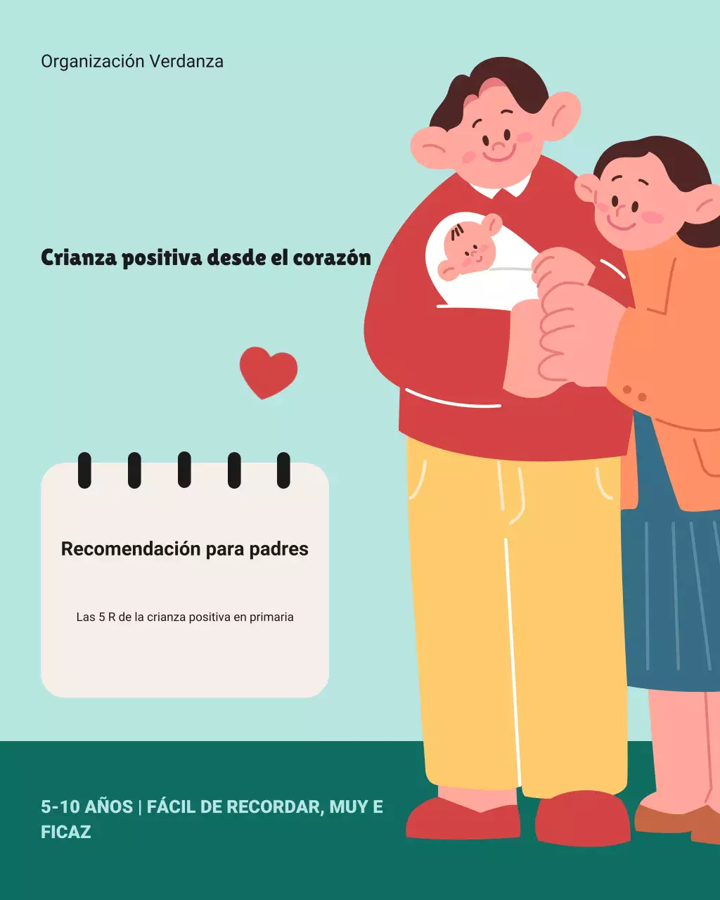 Publicación en carrusel de Instagram con guía ilustrativa para padres en amarillo y verde