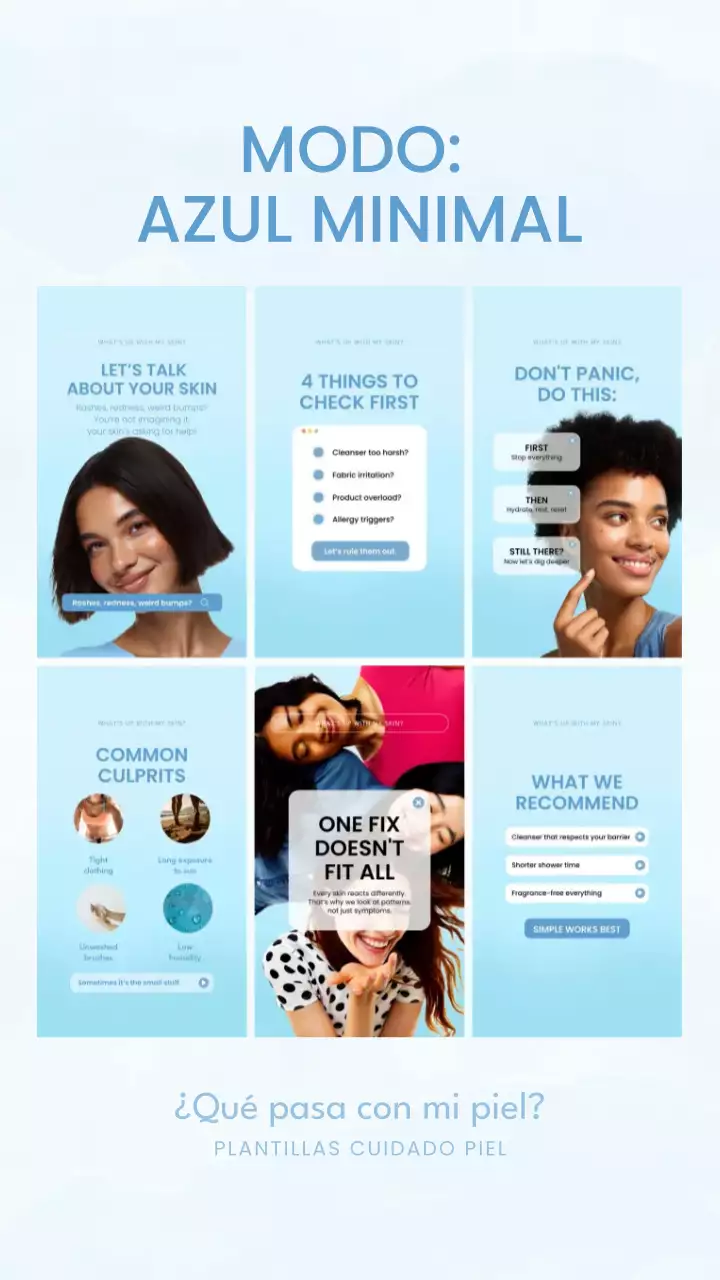 Guía de cuidado de la piel minimalista azul: publicación en Instagram