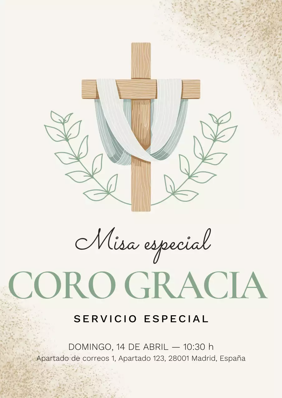 Póster beige para el servicio religioso