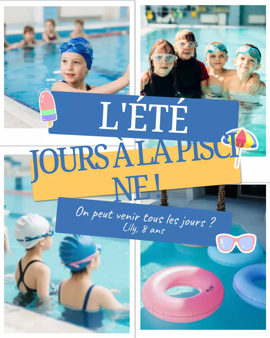 Publication Instagram sur les activités estivales ludiques en bleu